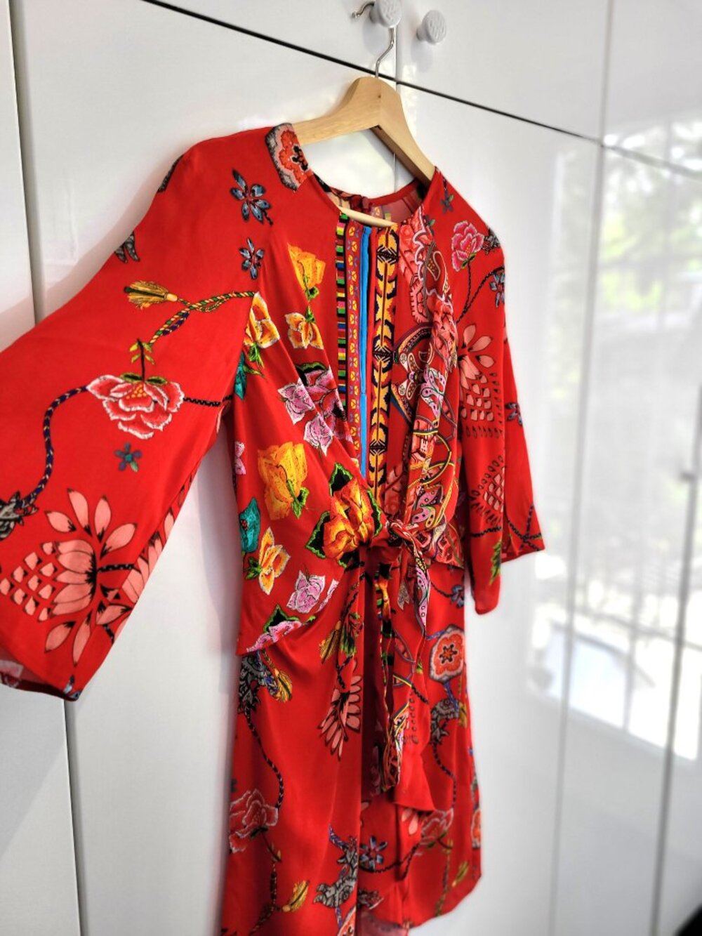 Desigual Red Print Glen Dress Size EU 38 or US 10 - Picture 3 of 10